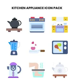 Kitchen Appliance Flat Bundle Icons Pack Stock Illustration