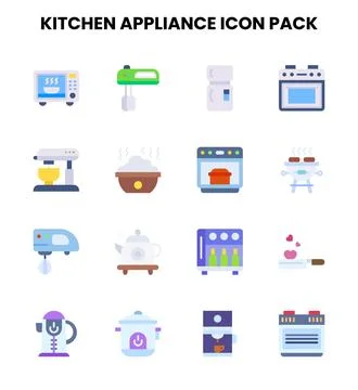Kitchen Appliance Flat Collection Icons Pack Stockillustratie