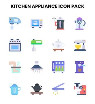 Kitchen Appliance Flat Vector Icons Pack Ilustración de archivo