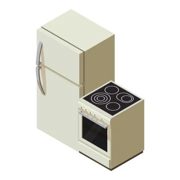 Kitchen appliance icon isometric vector. New refrigerator and electric stove 스톡 일러스트
