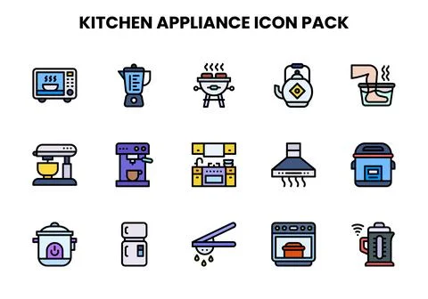 Kitchen Appliance Lineal Color Vector Icons Pack イラスト素材