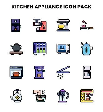 Kitchen Appliance Lineal Color Vector Icons Pack Stockillustratie
