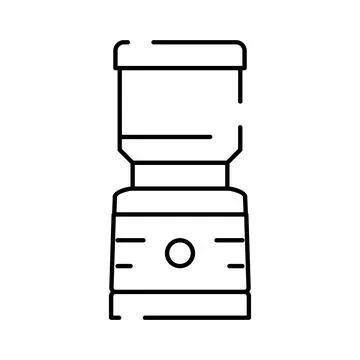 Kitchen appliance preparing smoothies and beverages line art icon Illustrazione stock