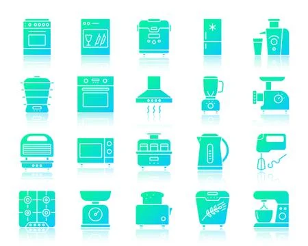 Kitchen Appliance simple gradient icons vector set Stock Illustration