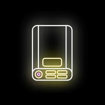 Kitchen appliance timer neon outline glowing in dark 스톡 일러스트