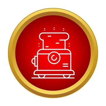 Kitchen appliance toaster making bread red circle icon Stock Illustration