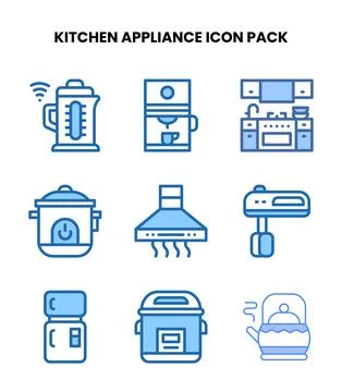 Kitchen Appliance Two Colour Graphics Icons Pack Stock Illustration