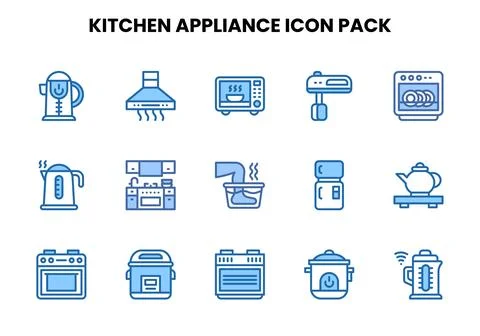 Kitchen Appliance Two Colour SVG Icons Pack Stock Illustration