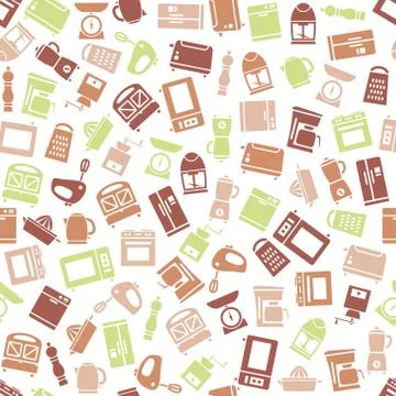 Kitchen appliances and tools seamless pattern Stock Illustration