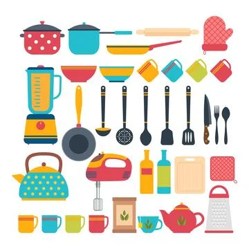 Kitchen appliances. Cooking tools and kitchenware equipment Stock Illustration