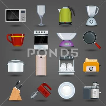 Kitchen appliances icons Stock Illustration