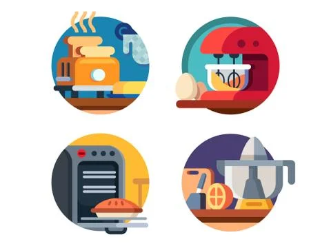 Kitchen appliances icons Stock Illustration