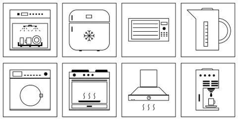 Kitchen appliances icons Stock Illustration