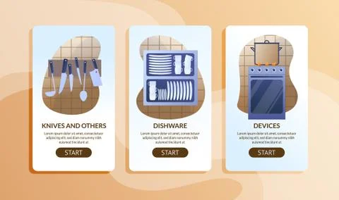 Kitchen Appliances Online Store Vector Webpage Set Stock Illustration