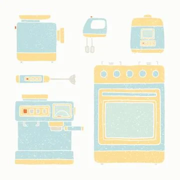 Kitchen appliances set. Stock Illustration