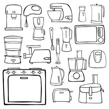 Kitchen appliances set. Stock Illustration