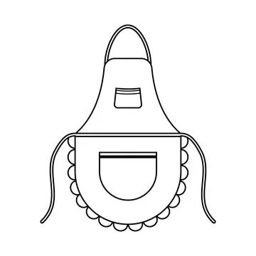 Kitchen apron, black outline vector illustration, isolated on a white backgro Stock Illustration