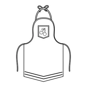 Kitchen apron, black outline vector illustration, isolated on a white backgro Illustrazione stock