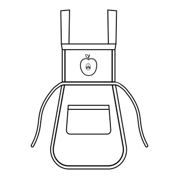 Kitchen apron, black outline vector illustration, isolated on a white backgro Stock Illustration