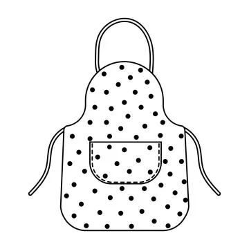 Kitchen apron, black outline vector illustration, isolated on a white backgro Stock Illustration