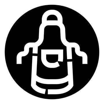Kitchen apron cooking uniform icon on black Illustration