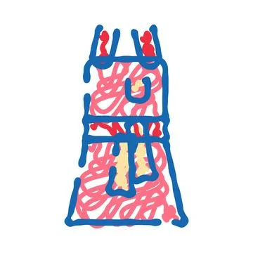 Kitchen apron doodle drawing protecting chef uniform Stock Illustration