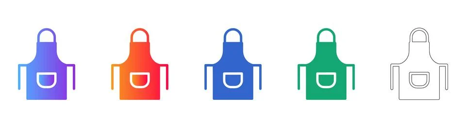 Kitchen Apron Icon Set for Culinary and Lifestyle Stock Illustration