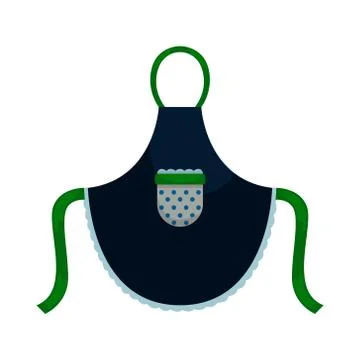 Kitchen apron with a round hemline and a patch pocket with polka dots. Isolat Stock Illustration