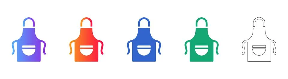 Kitchen Apron Vector Icon Set Stock Illustration