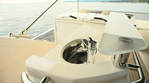 Kitchen area on the upper deck of a luxury yacht Stock Footage 58658976