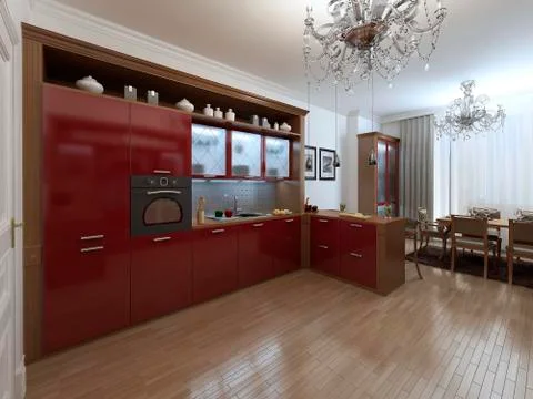 Kitchen in the Art Deco style Stock Illustration