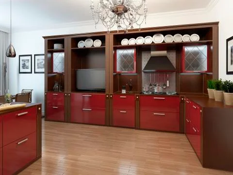 Kitchen in the Art Deco style Stock Illustration