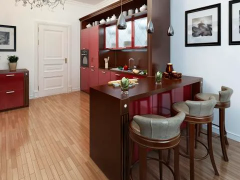 Kitchen in the Art Deco style Stock Illustration
