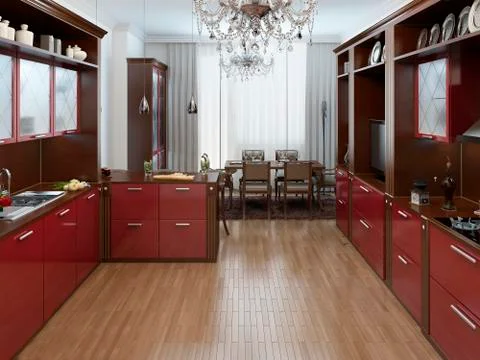 Kitchen in the Art Deco style Illustrazione stock