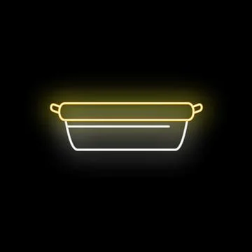 Kitchen baking dish neon line icon glowing in darkness Stock Illustration