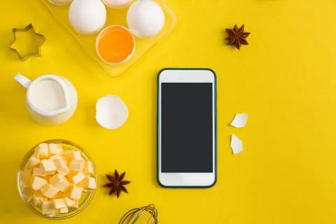 Kitchen baking mobile phone application service website mockup Stock Photos