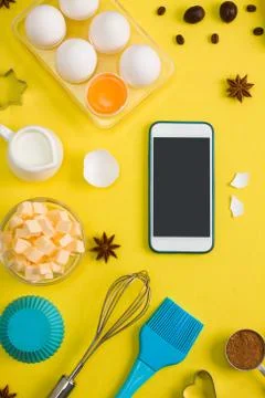 Kitchen baking mobile phone application service website mockup Stock Photos