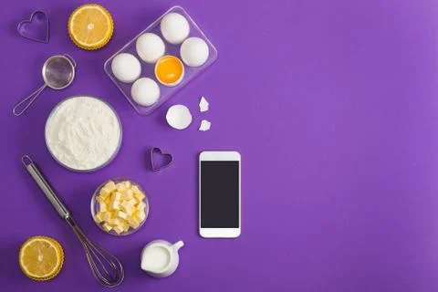 Kitchen baking mobile phone application service website mockup Stock Photos