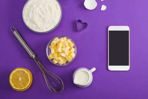 Kitchen baking mobile phone application service website mockup Stock Photos