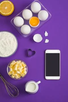 Kitchen baking mobile phone application service website mockup Stock Photos