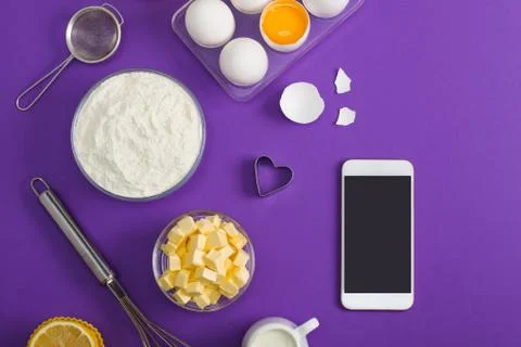 Kitchen baking mobile phone application service website mockup Stock Photos