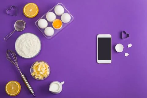 Kitchen baking mobile phone application service website mockup Stock Photos