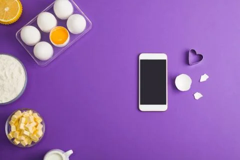 Kitchen baking mobile phone application service website mockup Stock Photos