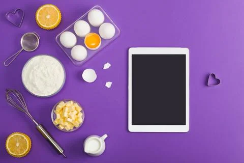 Kitchen baking mobile tablet application service website mockup Stock Photos