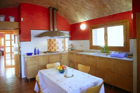 Kitchen with barrel vault ceeling Stock Photos