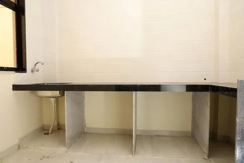 A kitchen base in a ready to stay flat Stock Photos