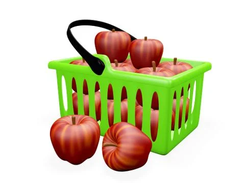Kitchen basket full of red apples Stock Illustration