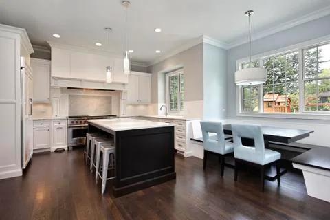 Kitchen with bench for eating Foto stock