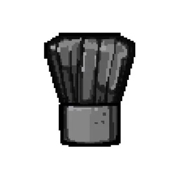 Kitchen black chef hat pixel art vector illustration Stock Illustration