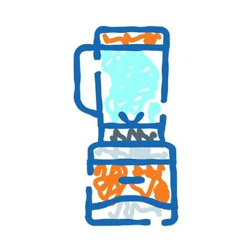Kitchen blender doodle icon preparing smoothie Stock Illustration